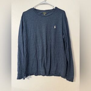 Polo by Ralph Lauren Navy Long-Sleeve Crewneck Shirt with White Pony